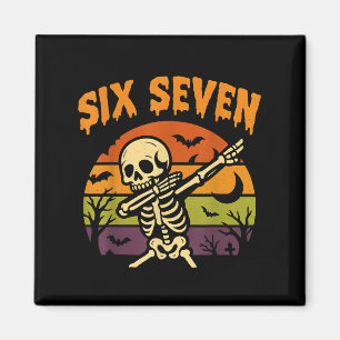 Íman 67 Meme de Halloween 6 7 Esqueleto Seis Sete Númer