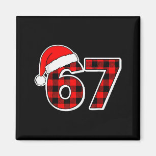 Íman 67 Meme Engraçado Natal Xadrez Vermelho Roupas de 