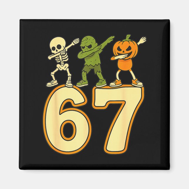 Íman 67 Meme Engraçado Números de Halloween Seis Sete H (Frente)
