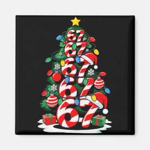 Íman 67 Meme Engraçado Seis Sete Luzes De Natal Árvore