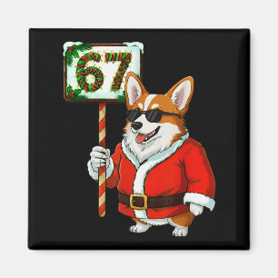 Íman 67 Meme Engraçado Seis Sete Natal Corgi Amante de
