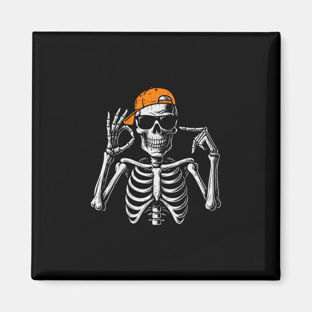 Íman 67 Meme Esqueleto Tendência Halloween Divertido Se (Frente)
