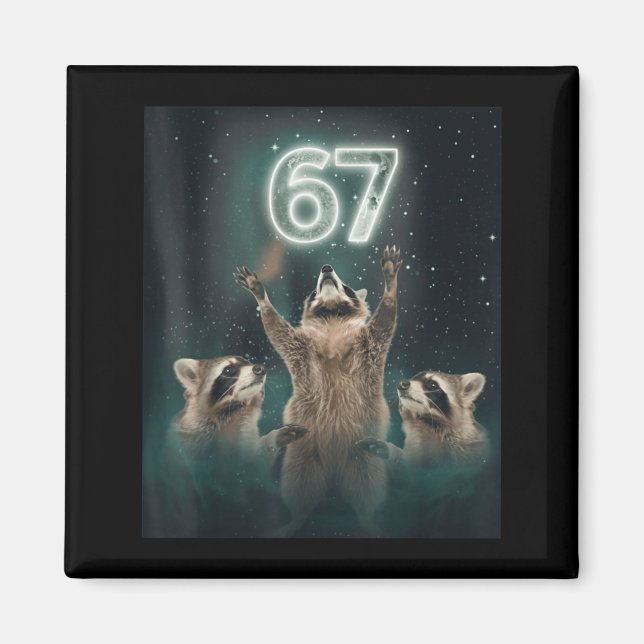 Íman 67 Meme Guaxinim Uivando Para A Lua 6 7 Engraçado  (Frente)