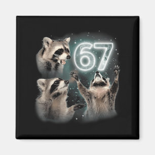 Íman 67 Meme Guaxinim Uivando Para a Lua Seis Sete Lixo