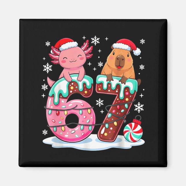 Íman 67 Meme Kawaii Axolotl Capybara Christmas Ice Crea (Frente)