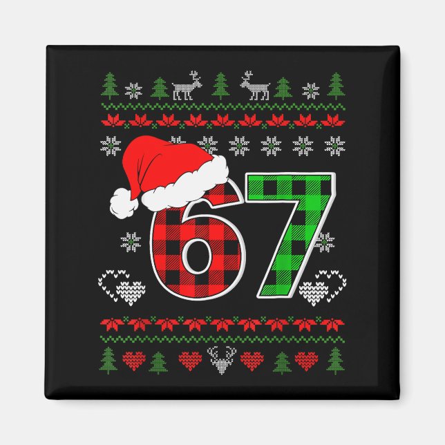 Íman 67 Meme Natal Six Seven Xmas Suéter Feio Homens  (Frente)
