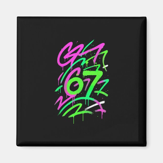 Íman 67 Meme Oculto Tendendo Gen Z Alpha Seis Sete 6 7  (Frente)
