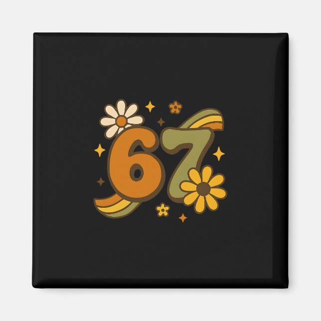 Íman 67 Meme Outono Groovy Retrô 70s Seis Sete Boho (Frente)
