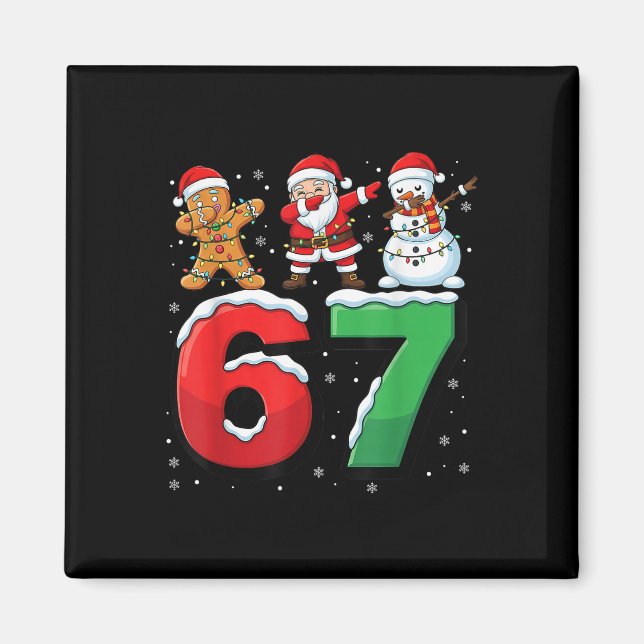 Íman 67 Meme Seis Sete Santa Dabbing 6 7 Natal Divertid (Frente)