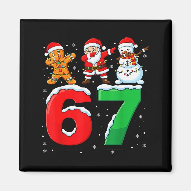 Íman 67 Meme Seis Sete Santa Dabbing 6 7 Natal Divertid (Frente)