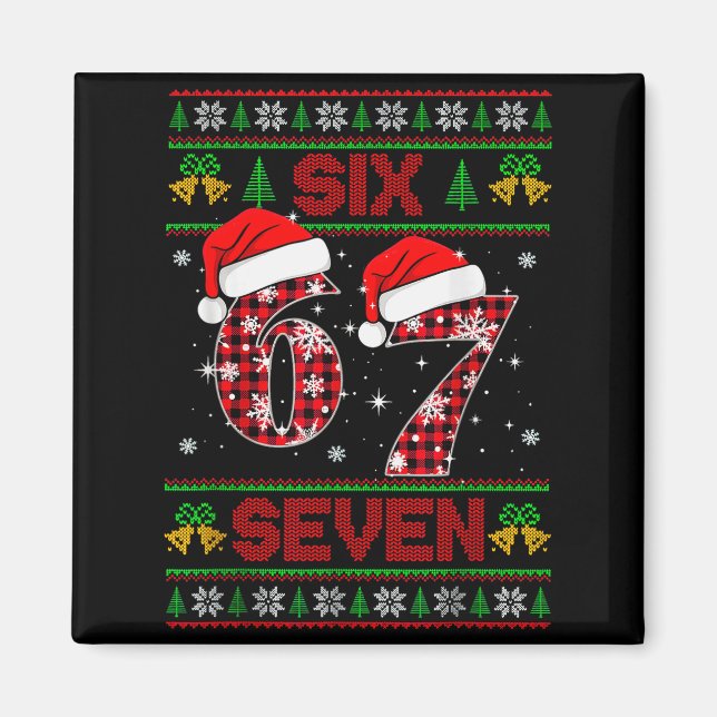 Íman 67 Meme Six Seven Suéter Feio De Natal Para Crianç (Frente)