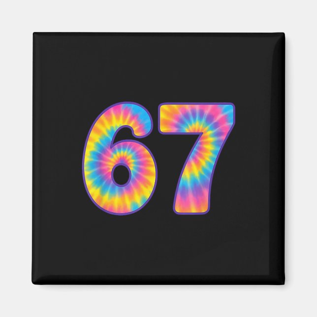 Íman 67 Meme Tie Dye Retro Seis Sete  (Frente)