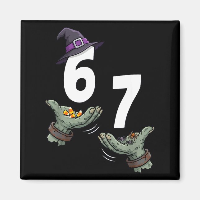 Íman 67 meninas do halloween bruxa seis sete 6 7 meme t (Frente)