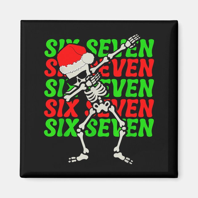 Íman 67 Natal Divertido Seis Sete Meme Brainrot Dabbing (Frente)