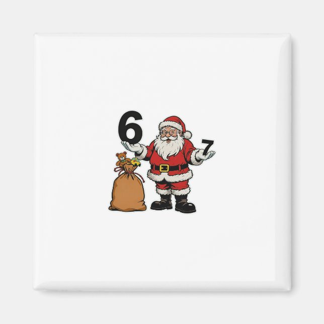 Íman 67 Natal Divertido Seis Sete Meme Brainrot Papai N (Frente)