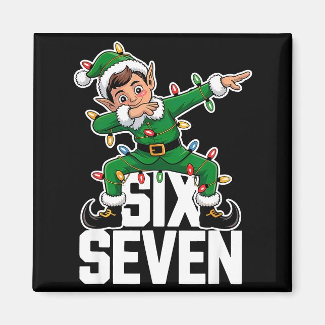Íman 67 Natal Seis Sete 6 7 Meme Engraçado Dabbing Elf  (Frente)