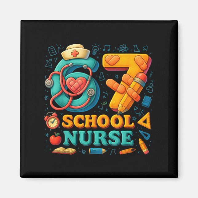 Íman 67 Nurse Days Funny Medical Back To School  (Frente)