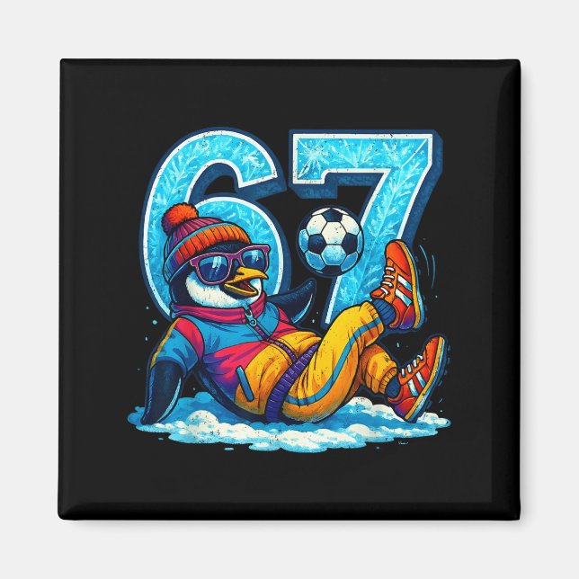Íman 67 Penguin Soccer Funny Winter Meme Gift  (Frente)