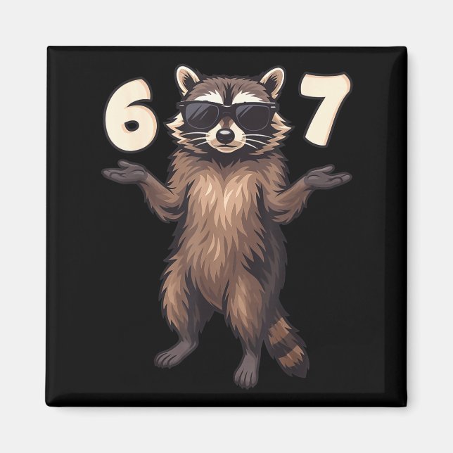 Íman 67 Raccoon 6-7 Hands Se Funny Gen Alpha Kids Teens (Frente)