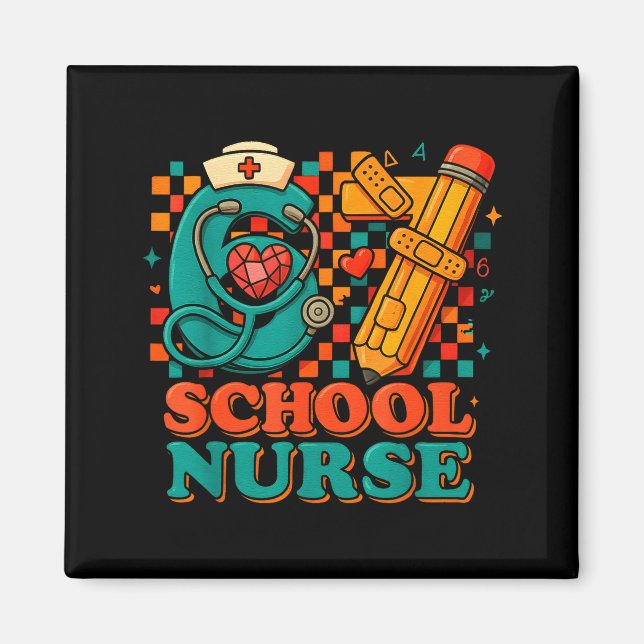 Íman 67 School Nurse Days Pencil Heart Funny Medical  (Frente)