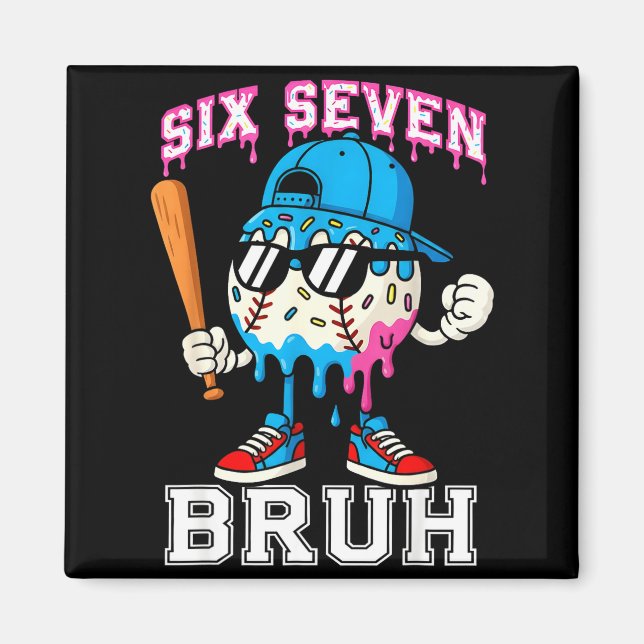 Íman 67 Six Seven Baseball Ice Cream Drip Number 67 Pla (Frente)