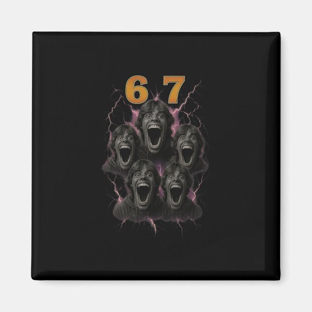 Íman 67 Six Seven Contrafação 6 7 Design de Meme Engraç (Frente)