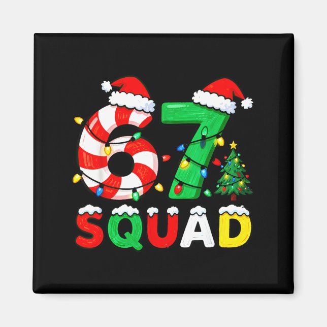 Íman 67 Squad Christmas Candy Cane Six Seven Meme Xmas  (Frente)