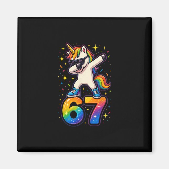 Íman 67 Unicórnio Dabbing Six Seven Meme Engraçado  (Frente)