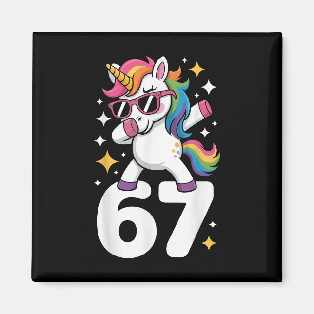 Íman 67 Unicórnio Dabbing Six Seven Meme Engraçado  (Frente)