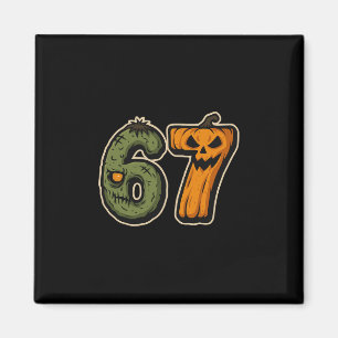 Íman 67 Zombie Pumpkin 6 7 Meme do Dia das Bruxas