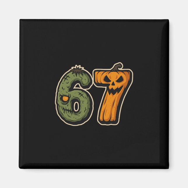 Íman 67 Zombie Pumpkin 6 7 Meme do Dia das Bruxas (Frente)