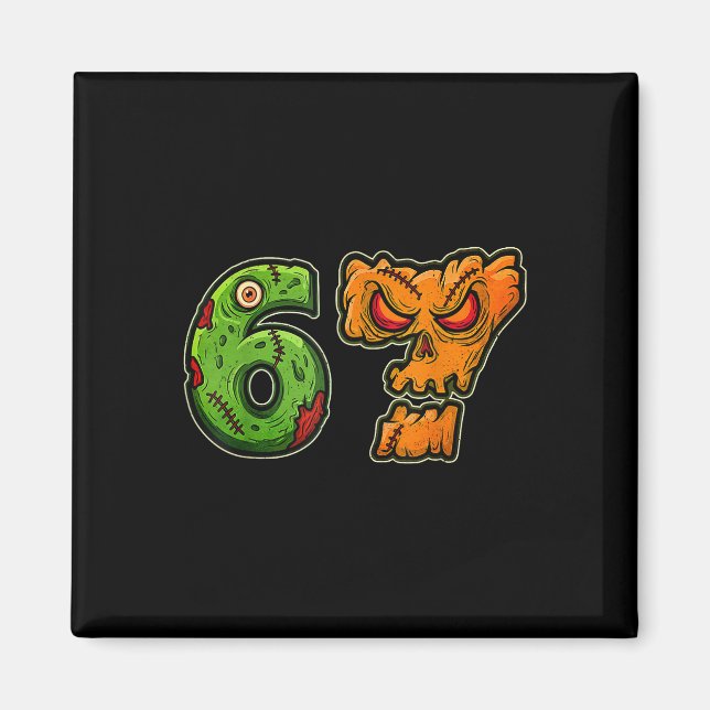 Íman 67 Zombie Pumpkin Six Seven Halloween Meme Costume (Frente)