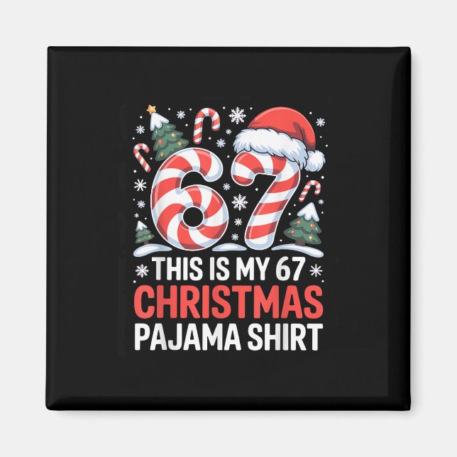 Íman 6-7 Meme Gen Alpha Este É Meu 67 Pijama De Natal  (Frente)