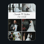 Íman 6 Colagem de Casamento Personalizado de Foto com N<br><div class="desc">Celebre seu dia especial com este elegante ímã de colagem de casamento de 6 fotos. Personalize-o com as suas próprias fotos, os nomes do casal e a data do casamento para criar uma manutenção significativa ou um favor de casamento ponderado. Recursos: - Seis marcadores de fotos personalizáveis - Texto editável...</div>