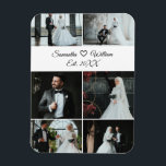 Íman 6 Colagem de Casamento Personalizado de Foto com N<br><div class="desc">Celebre seu dia especial com este elegante ímã de colagem de casamento de 6 fotos. Personalize-o com as suas próprias fotos, os nomes do casal e a data do casamento para criar uma manutenção significativa ou um favor de casamento ponderado. Recursos: - Seis marcadores de fotos personalizáveis - Texto editável...</div>
