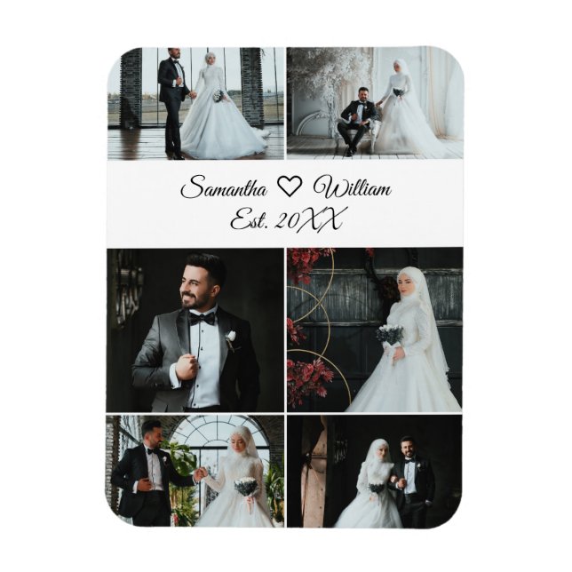 Íman 6 Colagem de Casamento Personalizado de Foto com N (Vertical)
