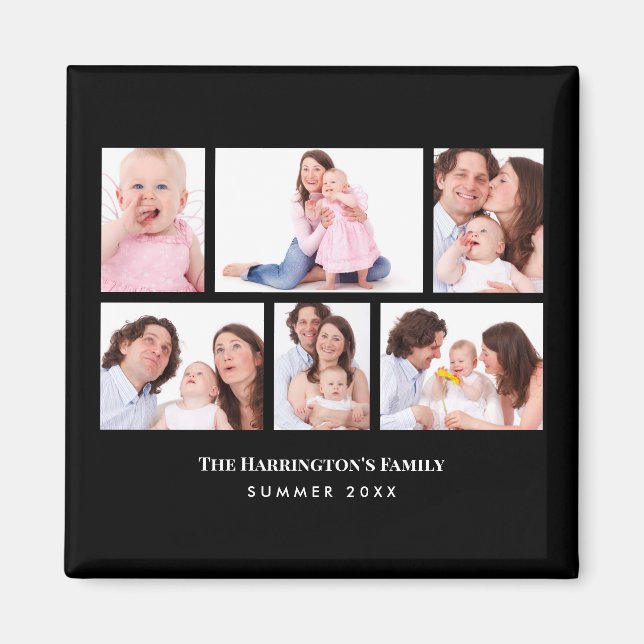 Íman 6 Seções Fotografias Pretas Personalizadas (Frente)