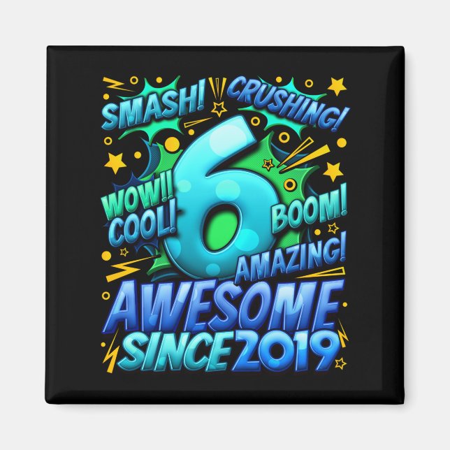 Íman 6 Year Old For Boys 6th Birthday Boy 6 Year Old Bo (Frente)