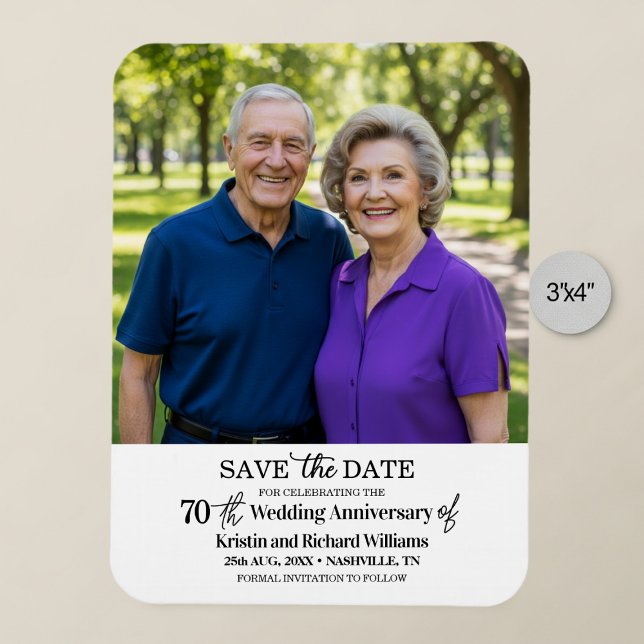 Íman 70th Wedding Anniversary Save the Date Photo (Criador carregado)