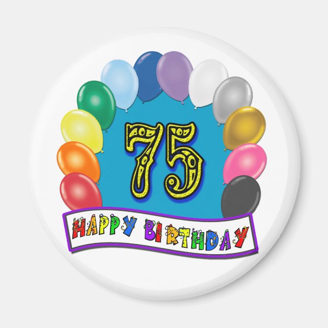 Íman 75º aniversário Ofertas com Design de Balões Assor (Frente)