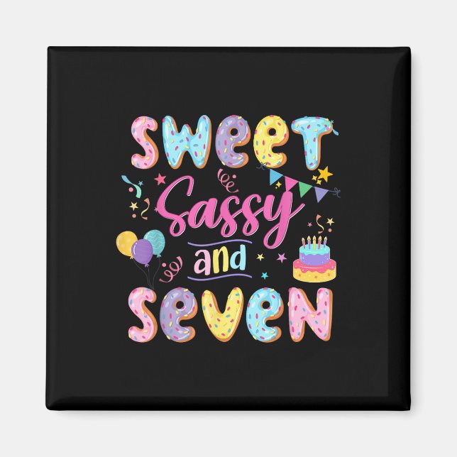 Íman 7 Birthday Girl Sweet Sassy E Sete Rosquinhas 7 Ys (Frente)