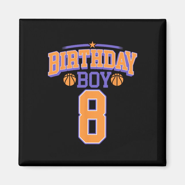 Íman 8º aniversário Garoto de basquete com mais de 8 an (Frente)