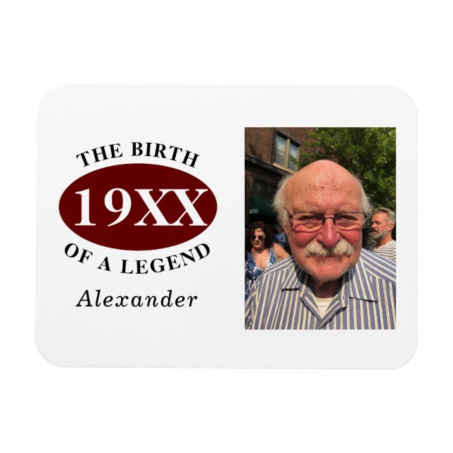 Íman 80 Aniversário Modelo De Foto Nascido De Uma Legen (Horizontal)