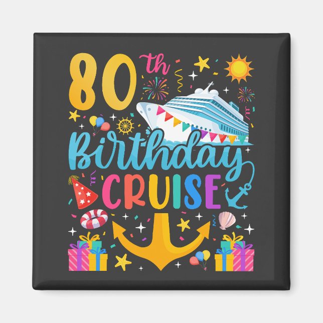 Íman 80 Birthday Cruise B-Day Party Square (Frente)
