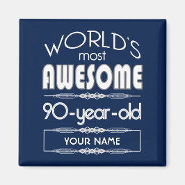 Íman 90 Birthday Worlds Melhor Azul Escuro Fabuloso