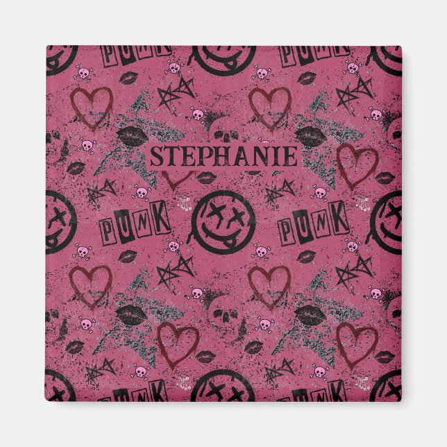 Íman 90 Retro Rosa Rosa Girly Punk (Frente)