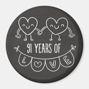 Íman 91ruas Aniversário Gift Chalk Hearts