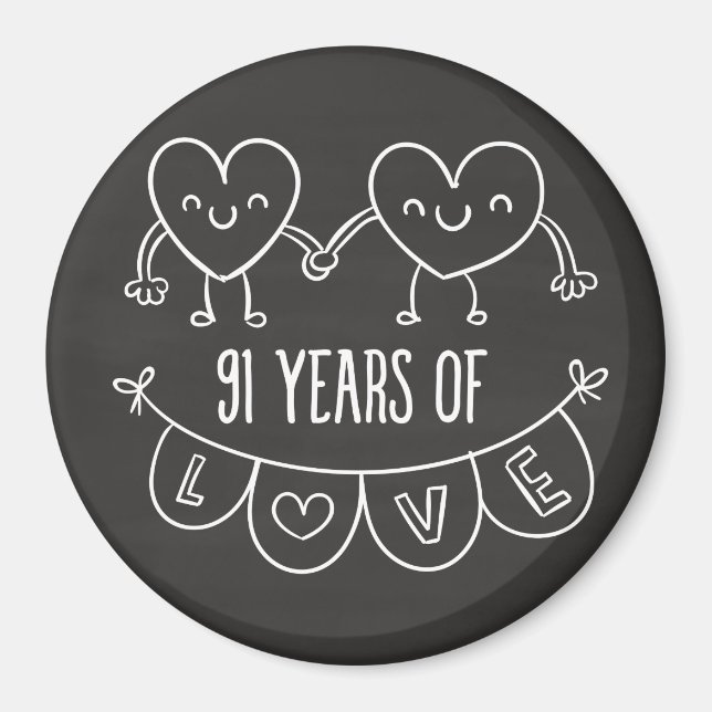 Íman 91ruas Aniversário Gift Chalk Hearts (Frente)