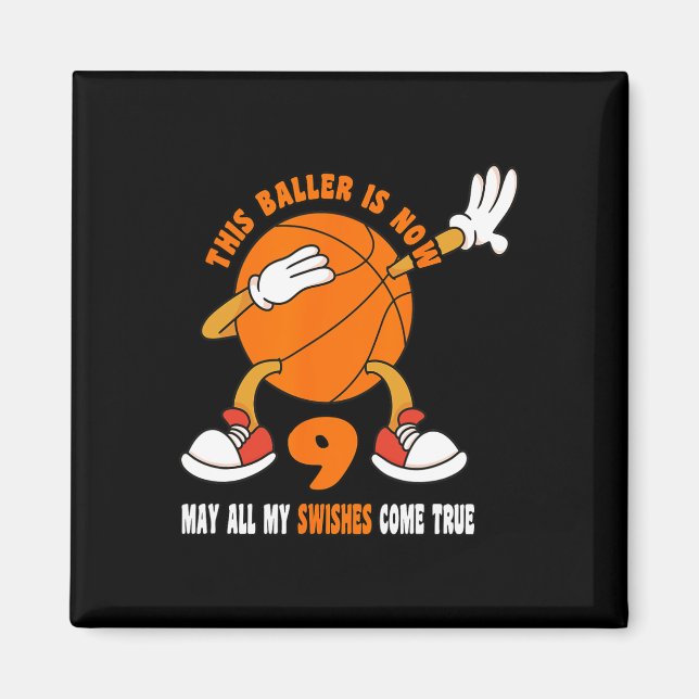 Íman 9 anos Feliz 9.º aniversário Bysketbyll 9.º aniver (Frente)