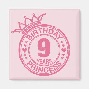 Íman 9 anos - princesa do aniversário - rosa
